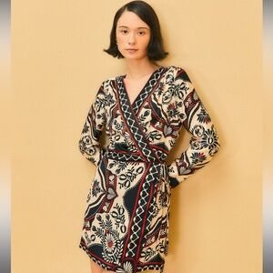 FARM Rio Black Passion Scarf Mini Wrap Dress- NWT
